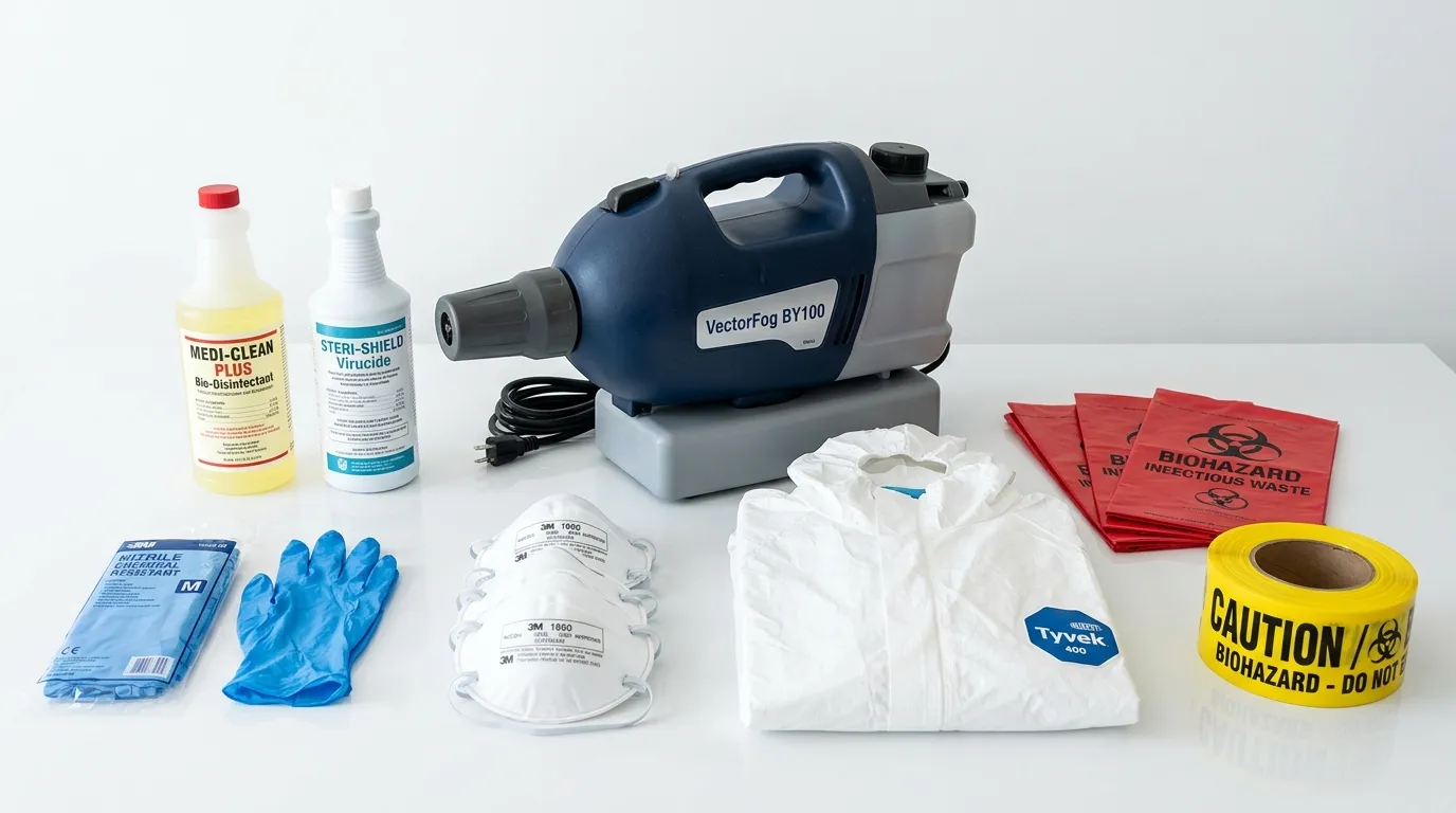 Professional biohazard remediation crew working in Donna